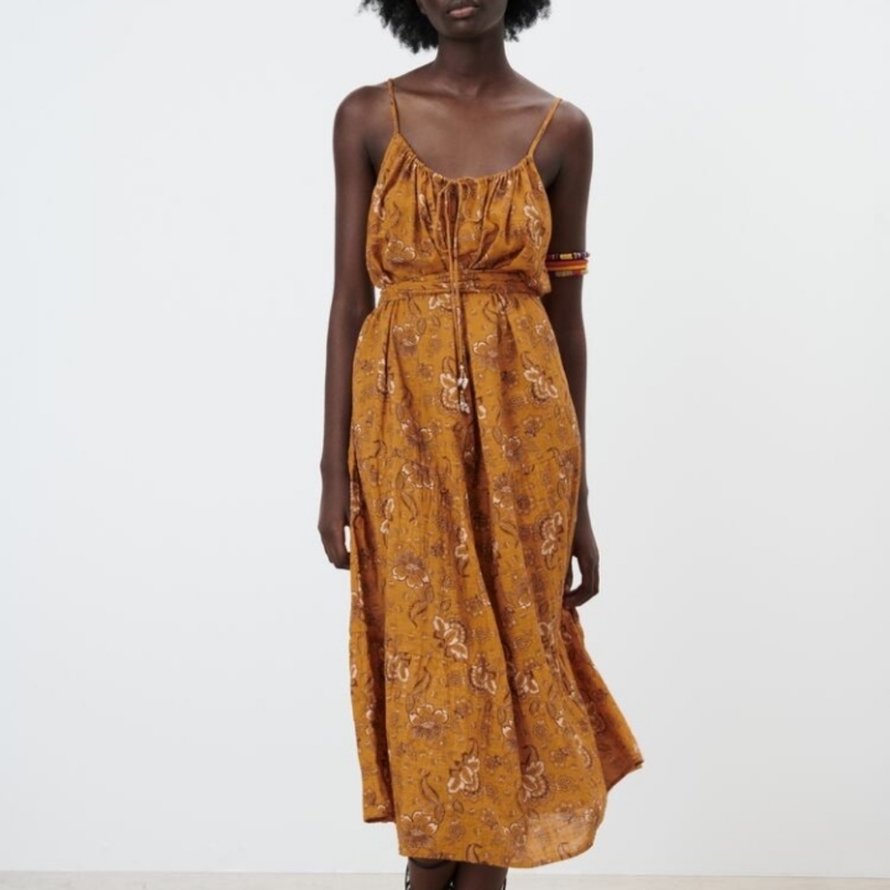Zara printed midi strap dress size XS NEW